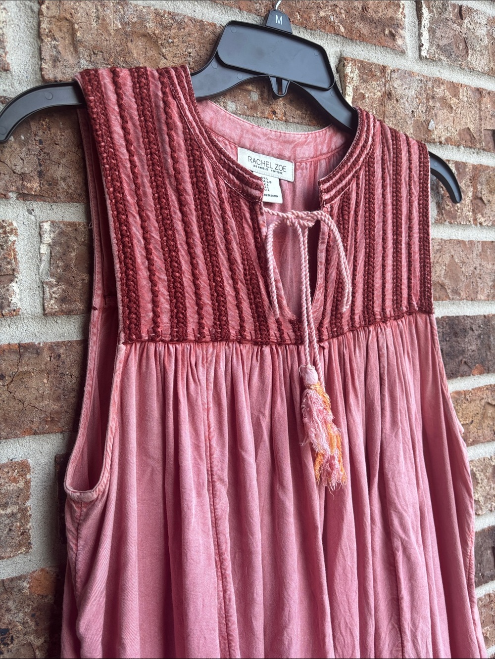 Rachel Zoe Rose-Pink flowy Embroidered Tassel Sleeveless Top - Picture 5 of 7